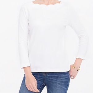 J.Crew Factory white scalloped top